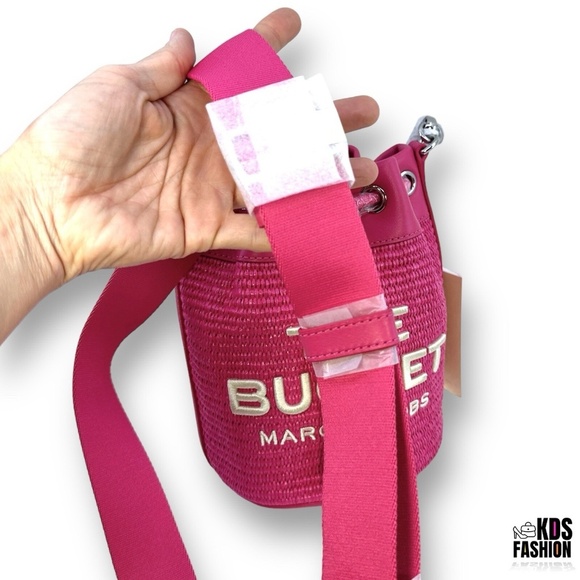 Marc Jacobs “The Bucket” Woven w/Leather Trim Bright Pink - Picture 2 of 9